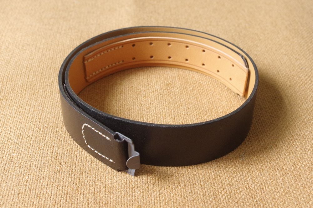 German Army Black Leather Belt